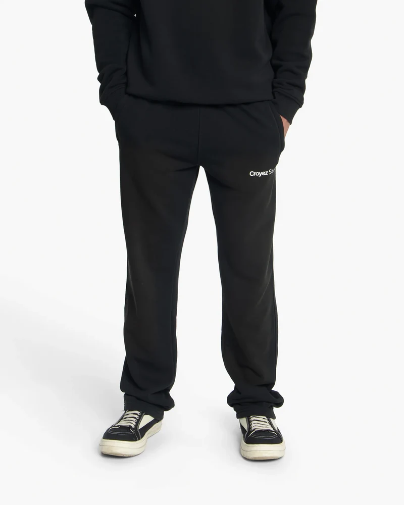 CROYEZ JOGGING BROEK STUDIO FADED STRAIGHT LEG SWEATPANTS ZWART