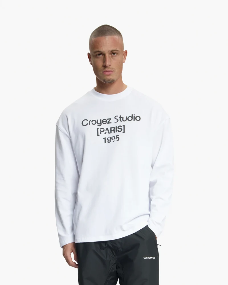 CROYEZ T-SHIRT DAMAGED LONGSLEEVE T-SHIRT WIT
