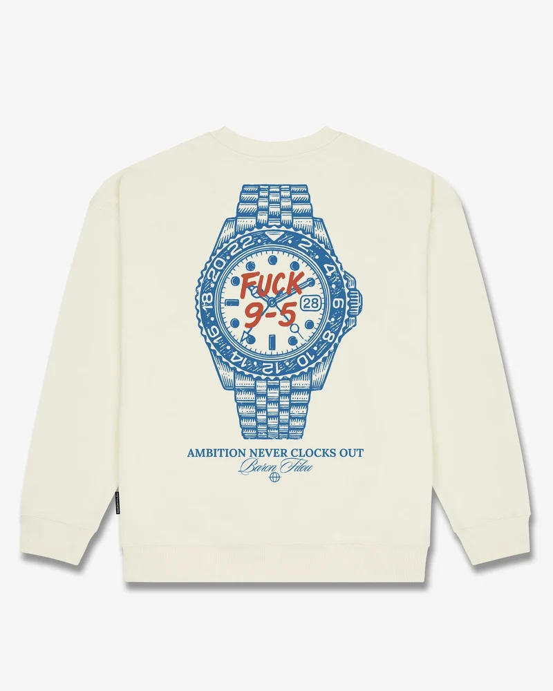 BARON FILOU SWEATER OVERSIZED BACKPRINT FUCK 9-5 SWEATER OFF WHITE