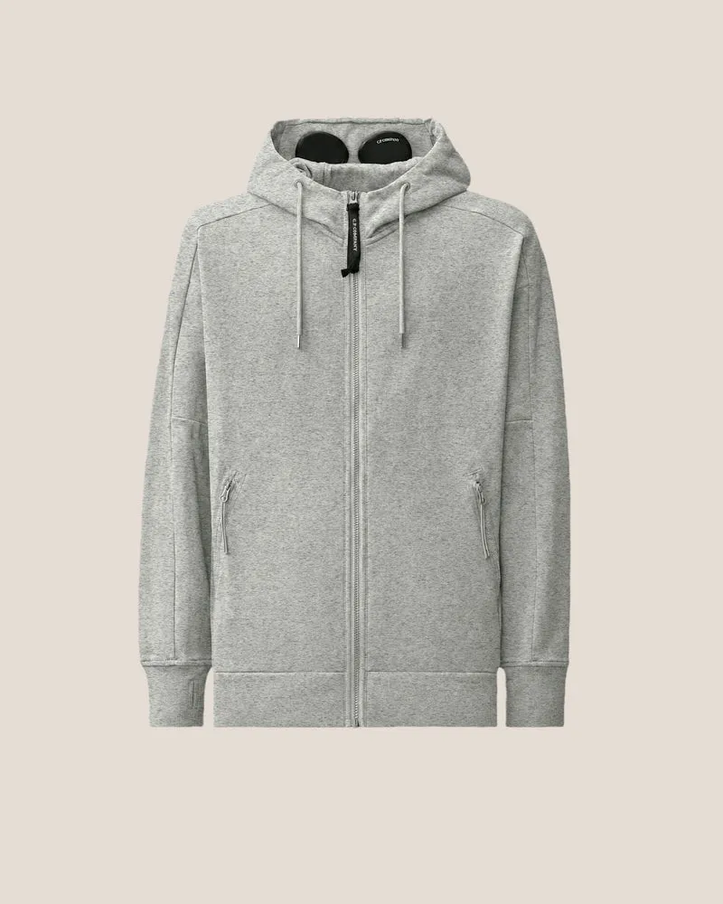 CP COMPANY JOGGING TOP DIAGONAL RAISED FLEECE GOGGLE ZIP M-GRIJS