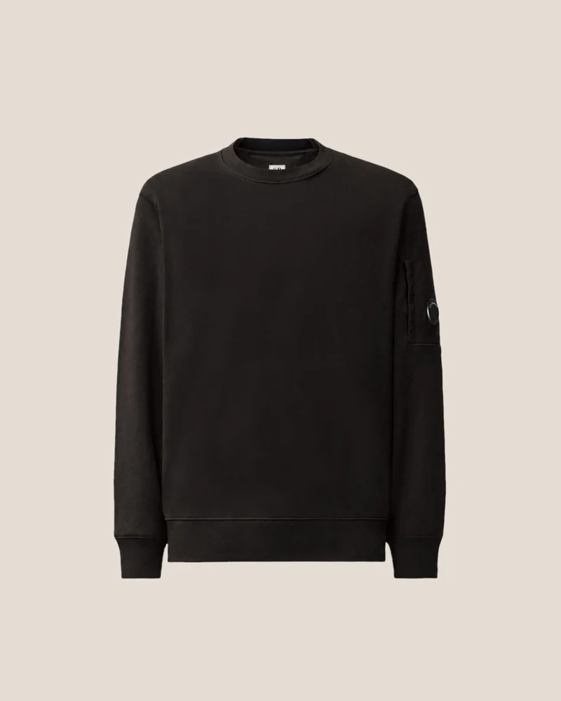 CP COMPANY SWEATER DIAGONAL RAISED FLEECH CREWNECK LENS ZWART