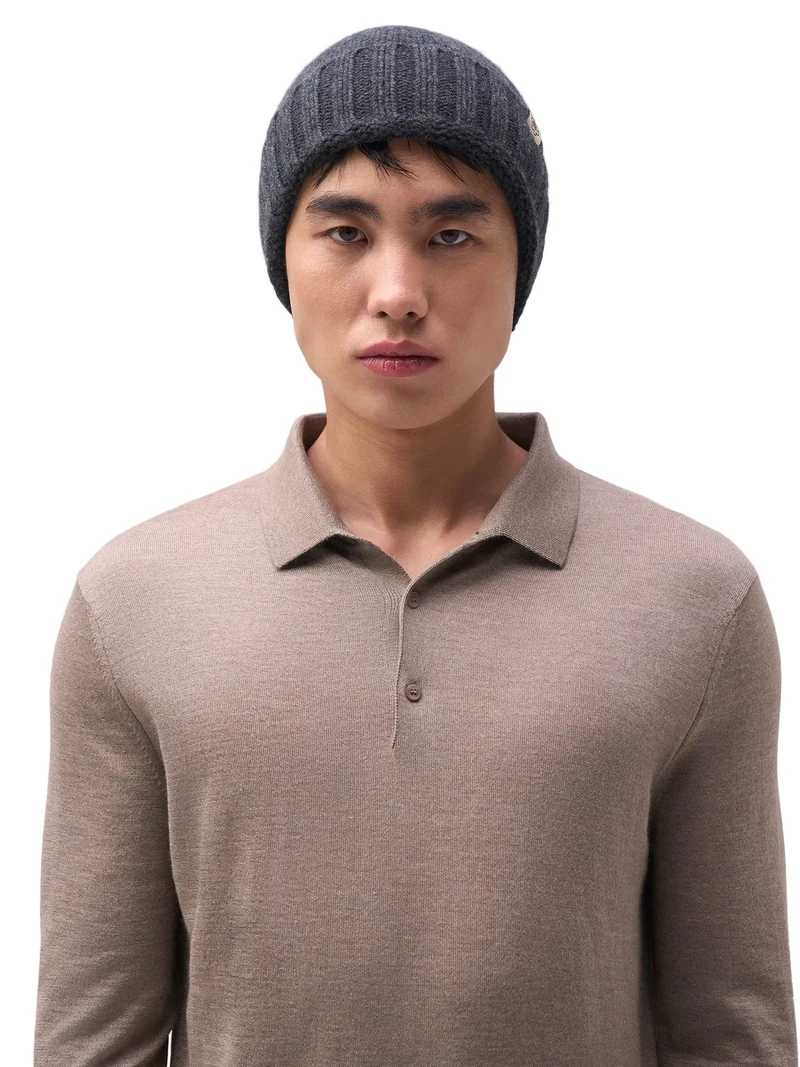 Cashmere Chunky Rib-Knit Cuffed Beanie