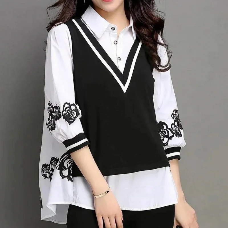 Tweedelige set met blouse en vest