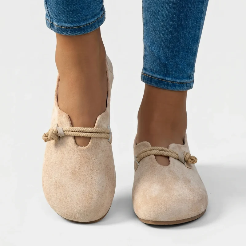 Ondersteunende Slip-On Flat Met Touw Detail
