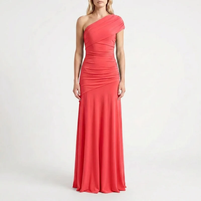Asymmetrische maxi-jurk met één schouder