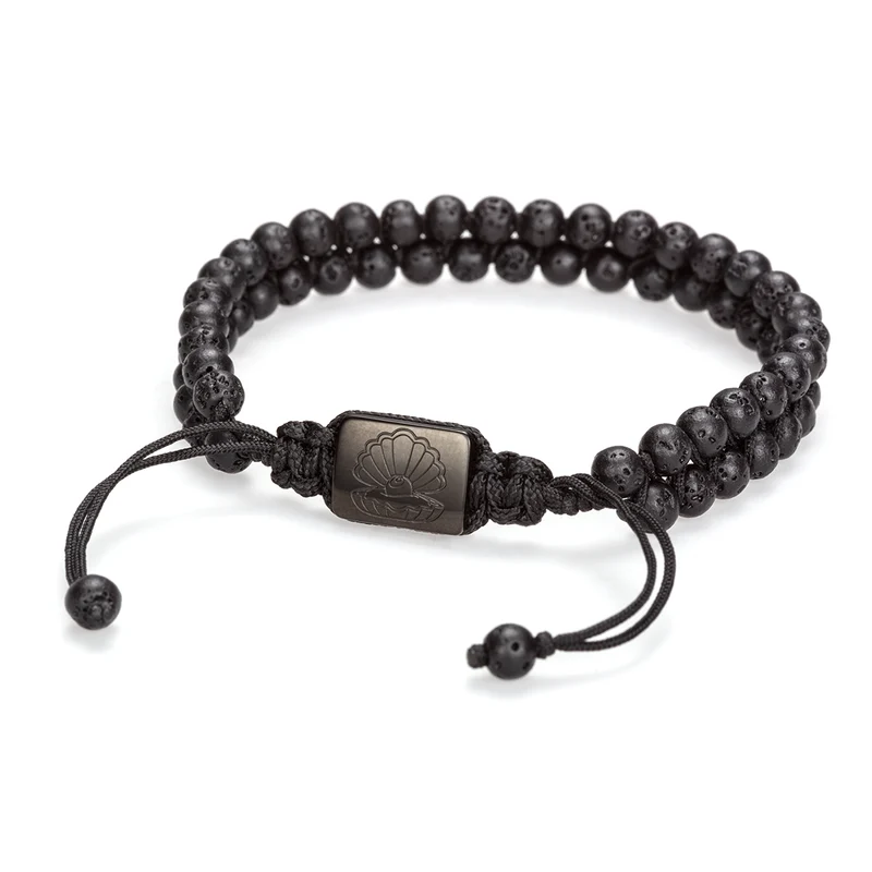 Doub Bead Bracelet 6mm Dark Grey