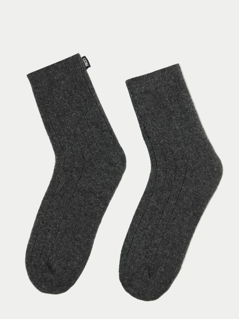 Unisex Cashmere Trim Knit Bed Socks