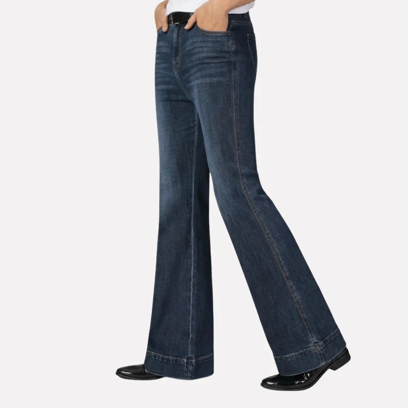 Jeans met hoge taille en wijde pijpen voor dames
