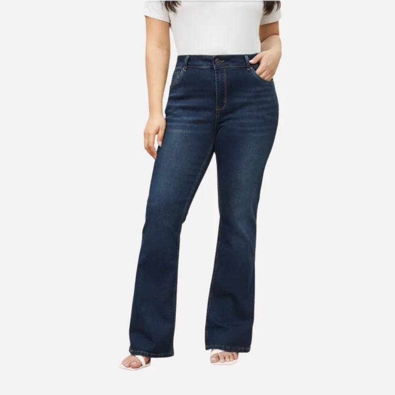 Rechte jeans met hoge taille en verkorte pijp voor dames