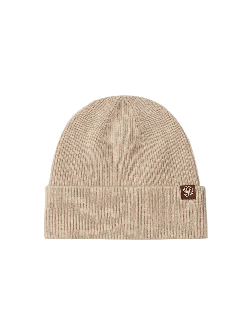 Natural Color Cashmere Rib Knit Beanie