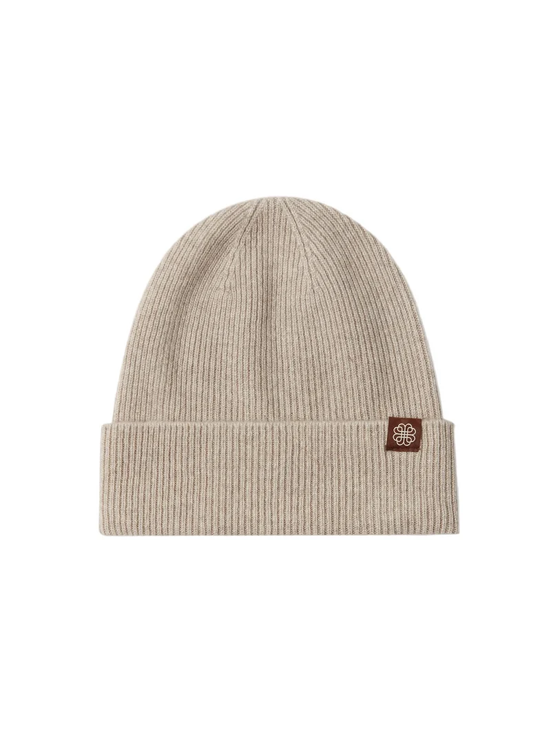 Natural Color Cashmere Rib Knit Beanie