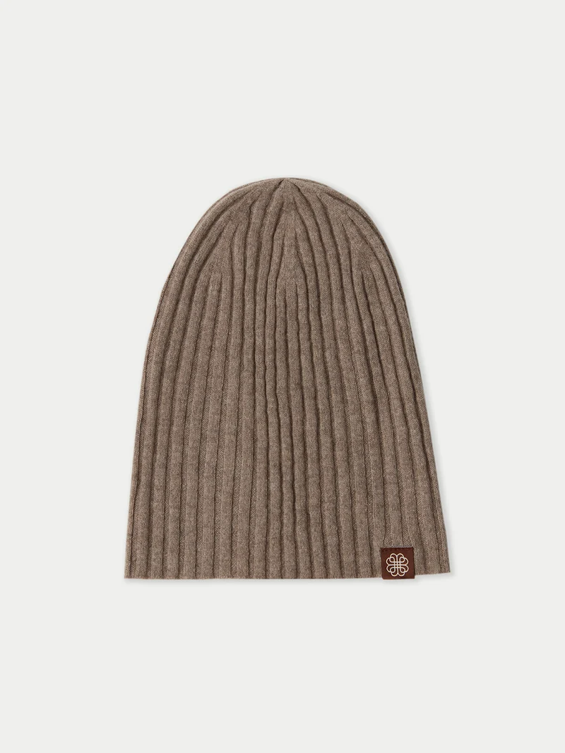 Natural Color Cashmere Rib Knit Hat