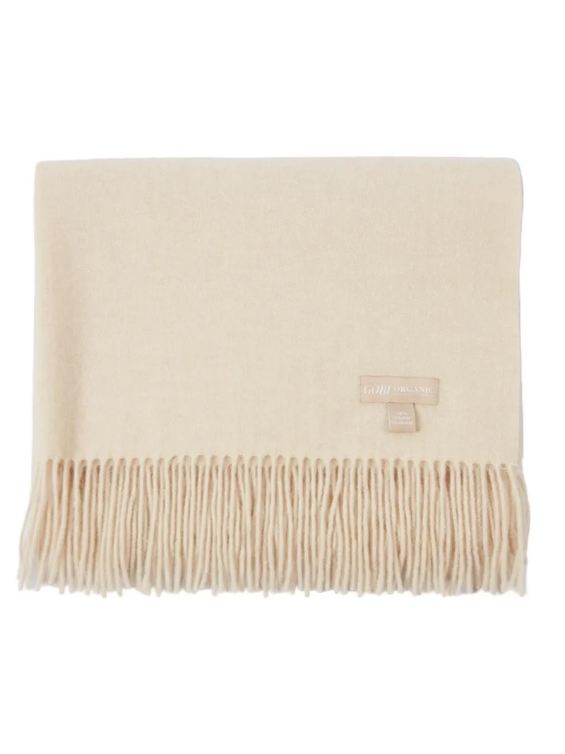 Natural Color Wide Fringe Scarf