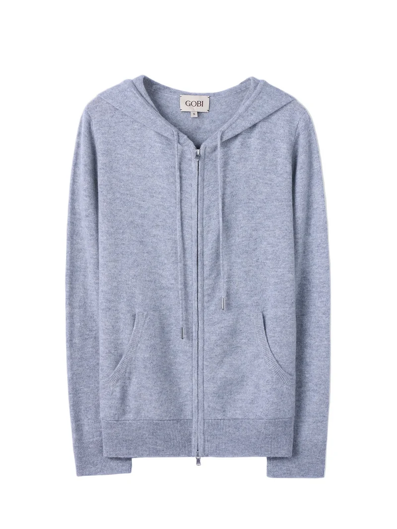 Woman Zipper Hoodie with Smiley Pocket