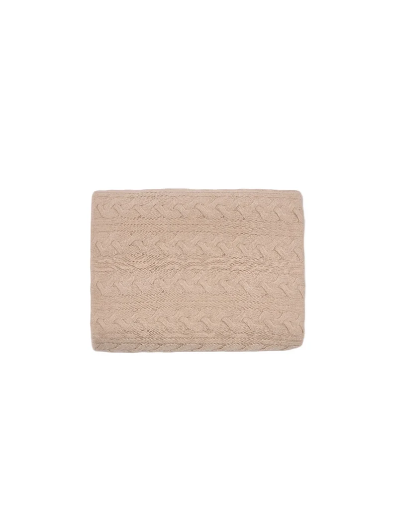 Natural Color Cashmere Cable Knit Blanket