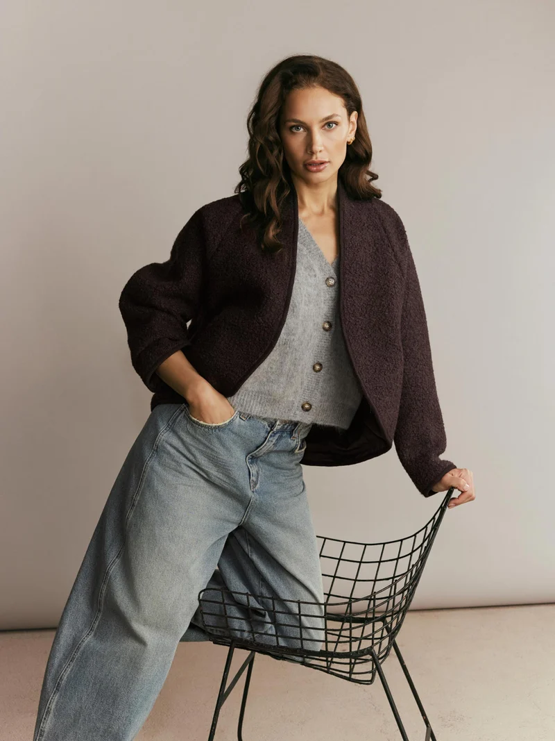 Bruine teddy jacket elle