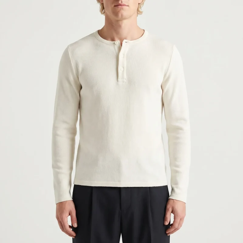 Slim fit henleyshirt met lange mouwen