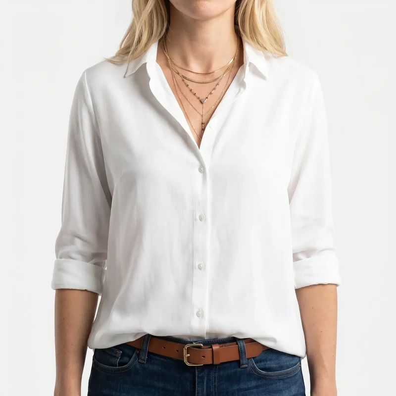 Blouse met lange mouwen, kraag en knoopsluiting