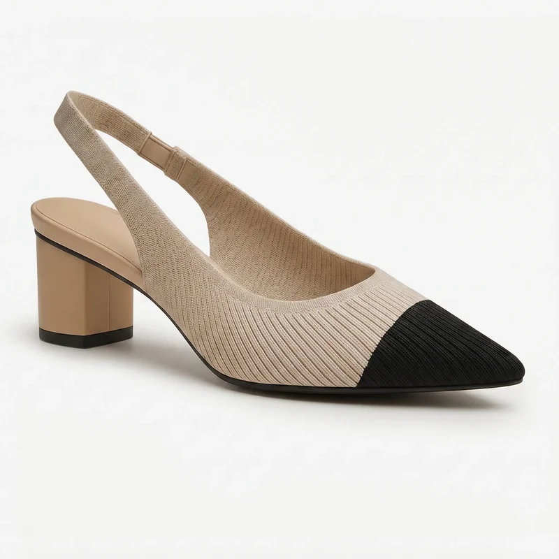 Slingbacks met spitse neus en blokhak