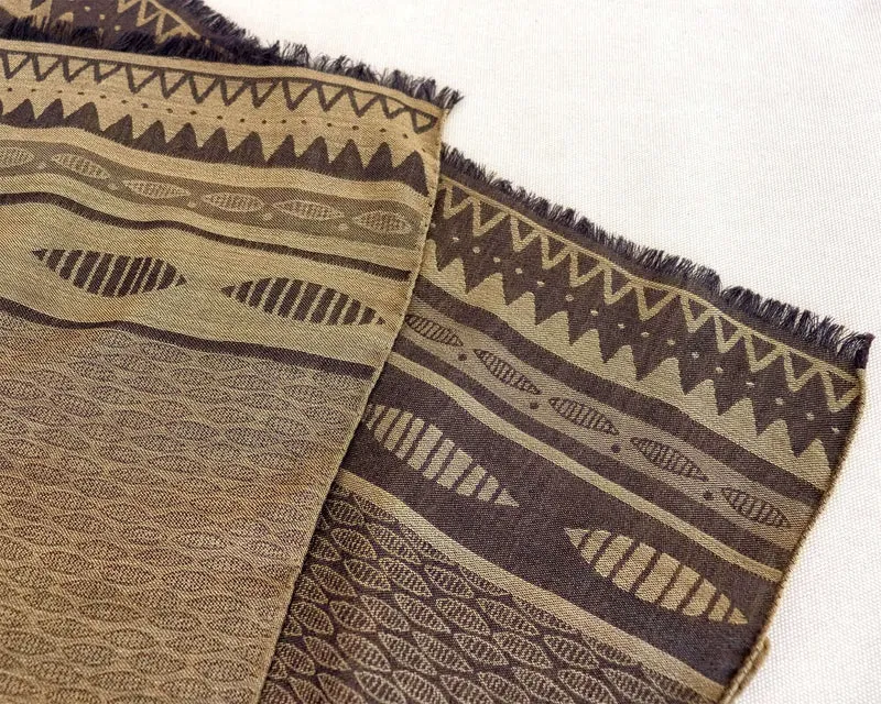 Jacquard Silk Wool Scarf in beige