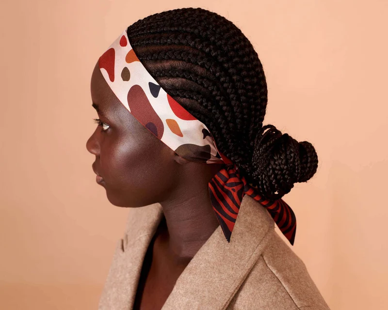 Double-Sided Safari Animal Silk Twill Skinny Scarf