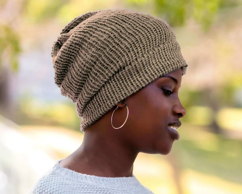 Satin Lined Knit Beanie - Cozy & Stylish - Protects Hair - Beige
