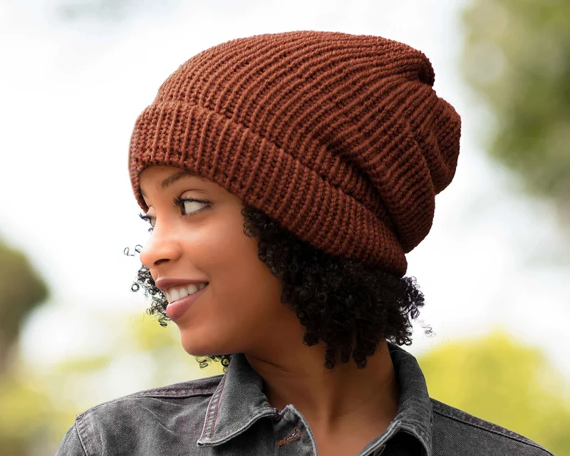 Satin Lined Knit Beanie Orange Rust