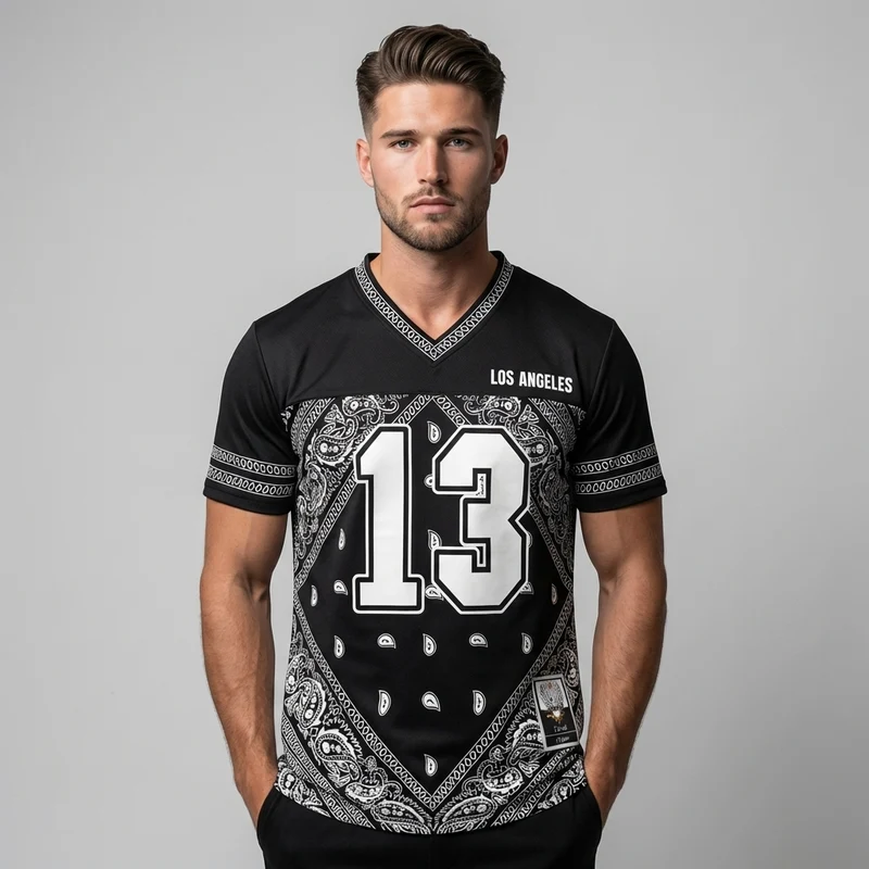 Mesh jersey T-shirt met print voor heren