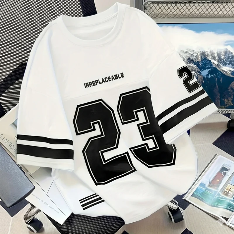 Gestreept T-shirt met print voor heren