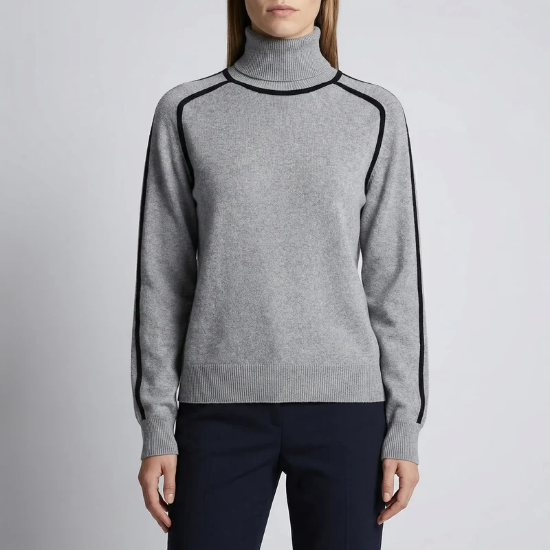 Gebreide damessweater met contrastafwerking
