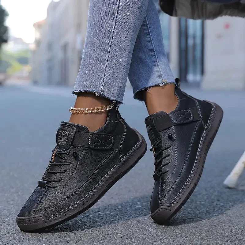 Lichtgewicht ademende leren sneakers voor dames