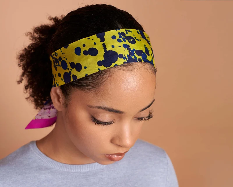 Double-Sided Splatter Print Silk Twill Skinny Scarf