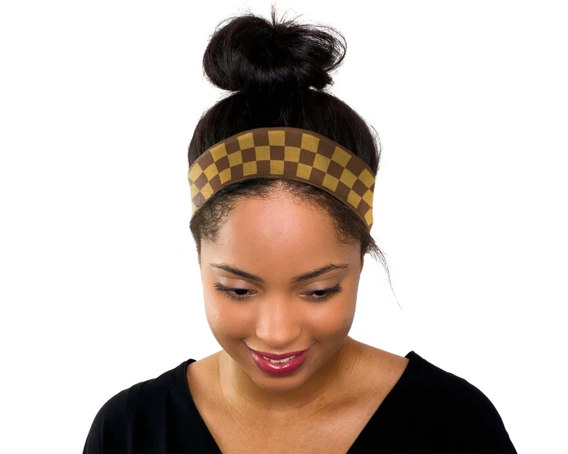 Double-Sided Checkerboard Print Silk Twill Skinny Scarf