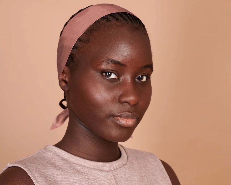 Double-Sided Silk Twill Skinny Scarf in dusty rose