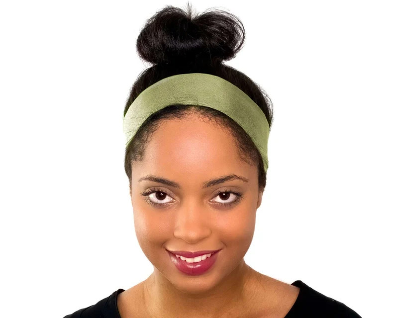 Double-Sided Olive Silk Twill Skinny Scarf