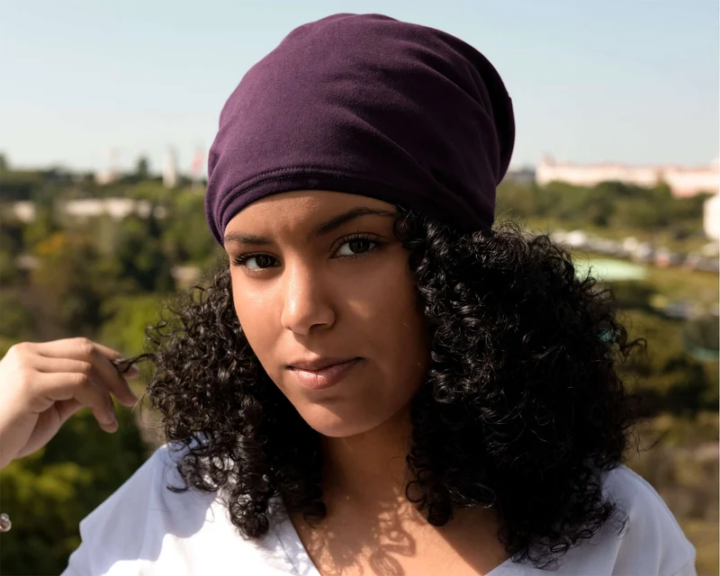 Plum Satin-Lined Beanie for Women and Men - Soft and Warm Beanie with Satin Lining to Protect Hair