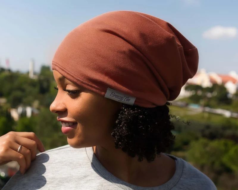 Satin-Lined Beanie for Women and Men - Soft and Warm Beanie with Satin Lining to Protect Hair in Burnt Orange