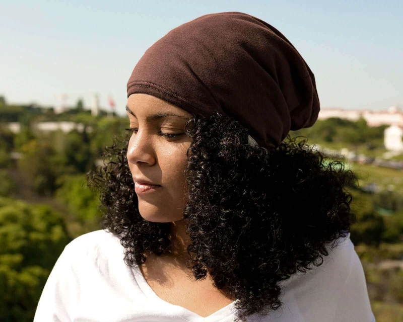 Dark Brown Satin-Lined Beanie for Women and Men - Soft and Warm Beanie with Satin Lining to Protect Hair