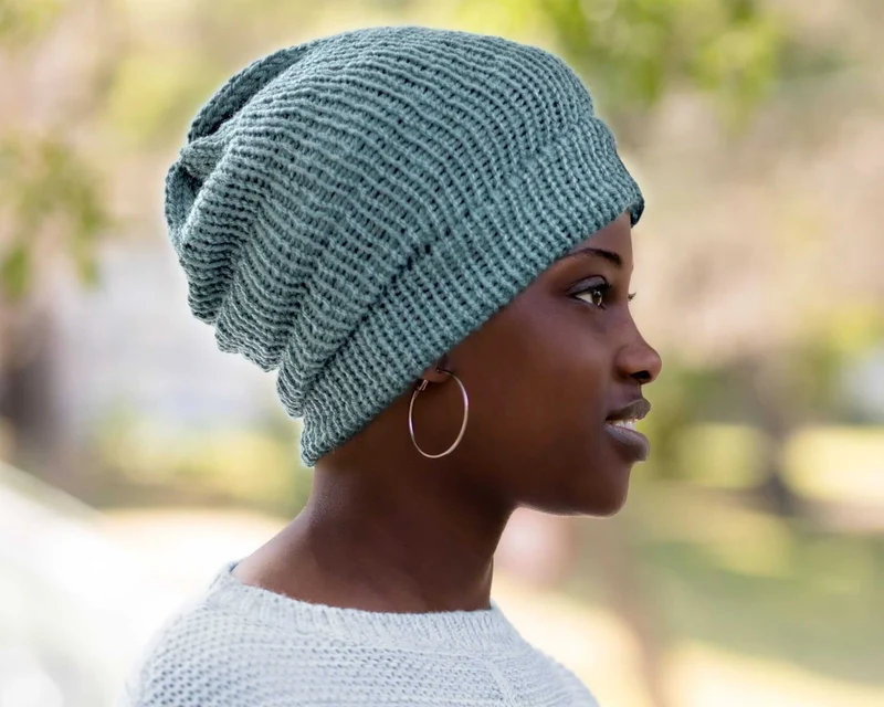 Satin Lined Knit Beanie in Sky Blue