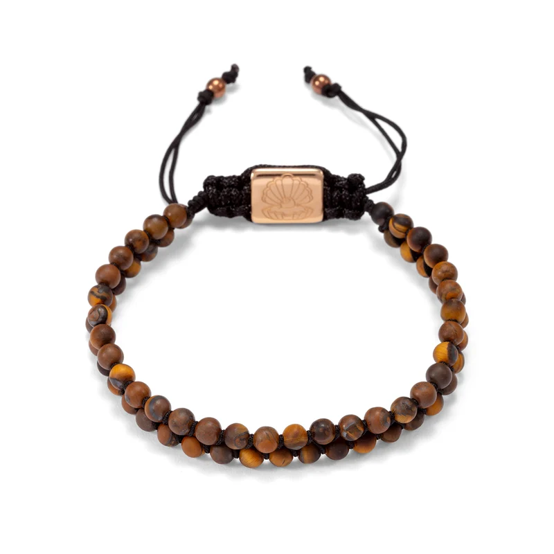 Doub Bead Bracelet 4mm Matt Brown