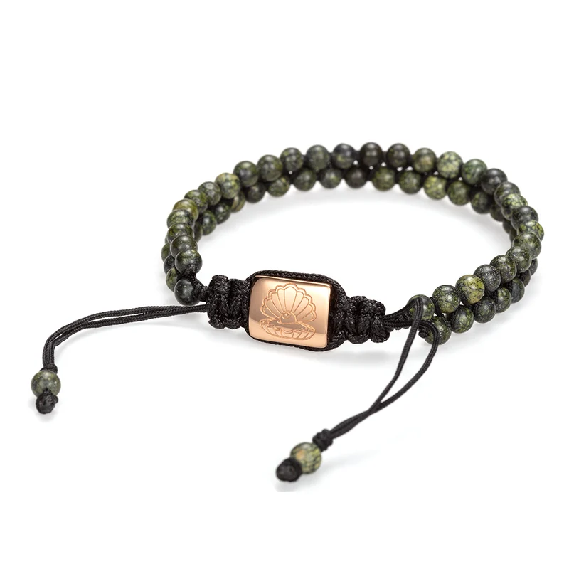 Doub Bead Bracelet 4mm Dark Green