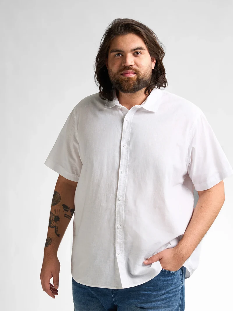 Plus size effen linnen overhemd Mahiway
