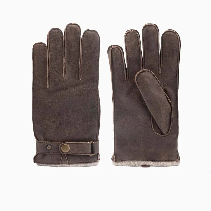 Handschoenen heren cracked leather brown