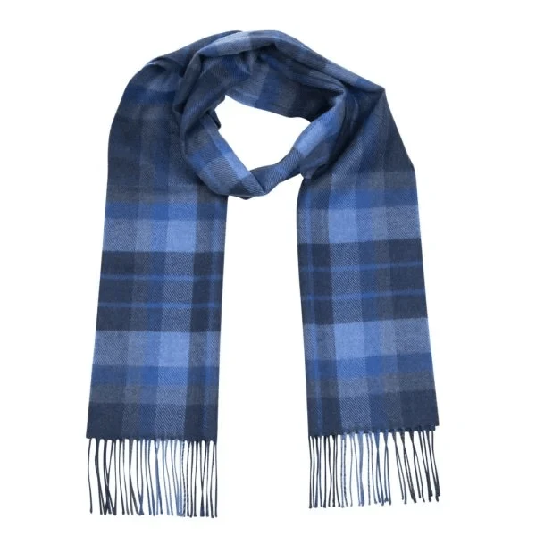 Merino Wollen Sjaal | Diep Blauw Geblokt
