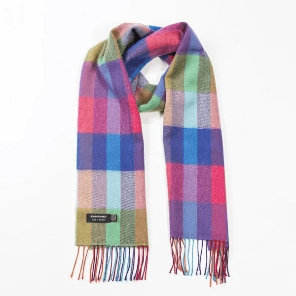 Merino Wollen Sjaal | Blue Pink Green