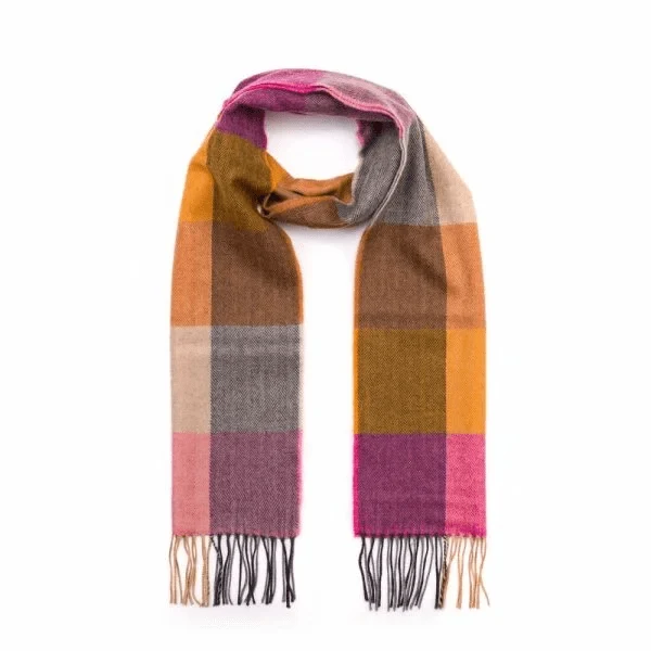 Merino Wollen Sjaal | Pink Orange Rust
