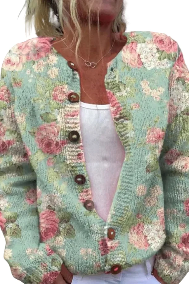 Dames Bloemenvest Met Knoopdetails