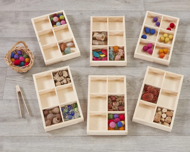 Cosy - Kleine Houten Sorteerbakken (6 stuks)