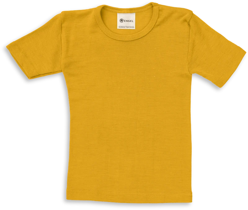 Engel Natur - Wol/Zijde Kinder Shirt Korte Mouw - Saffraan