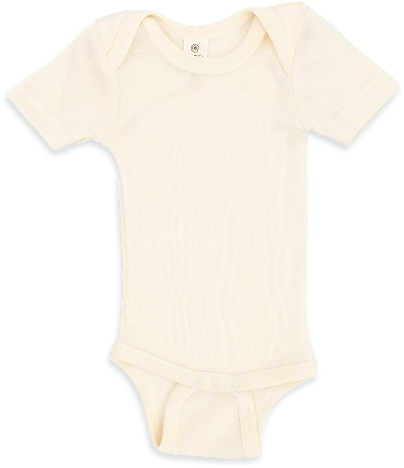 Engel Natur - Wol/Zijde Baby Romper Korte Mouw - Naturel